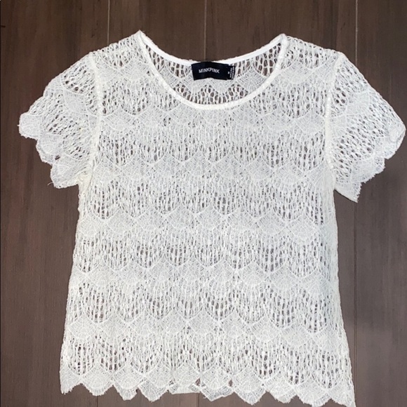 MINK PINK Ivory Lace Top - Picture 1 of 3